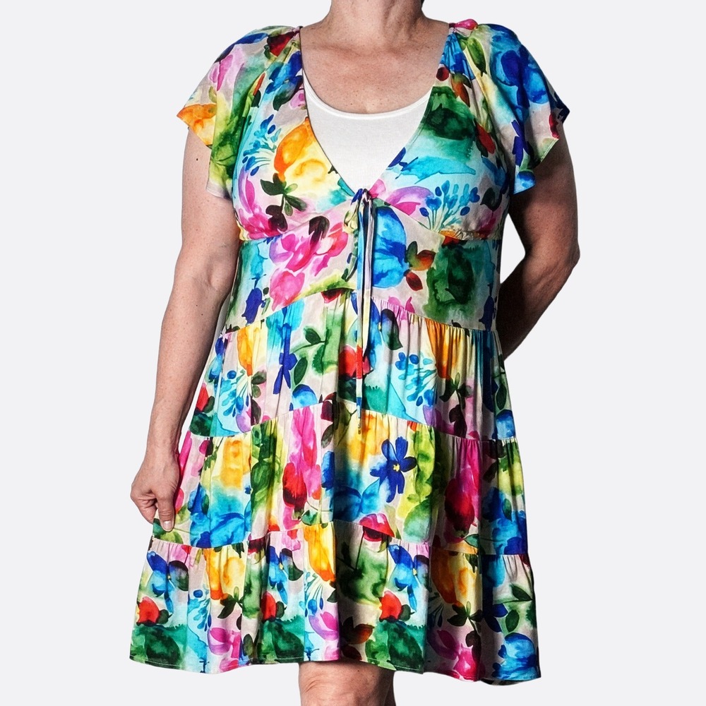 The Drop Floral Print Romantic Mini Dress XL 1X 14 16 by @karsenkimball